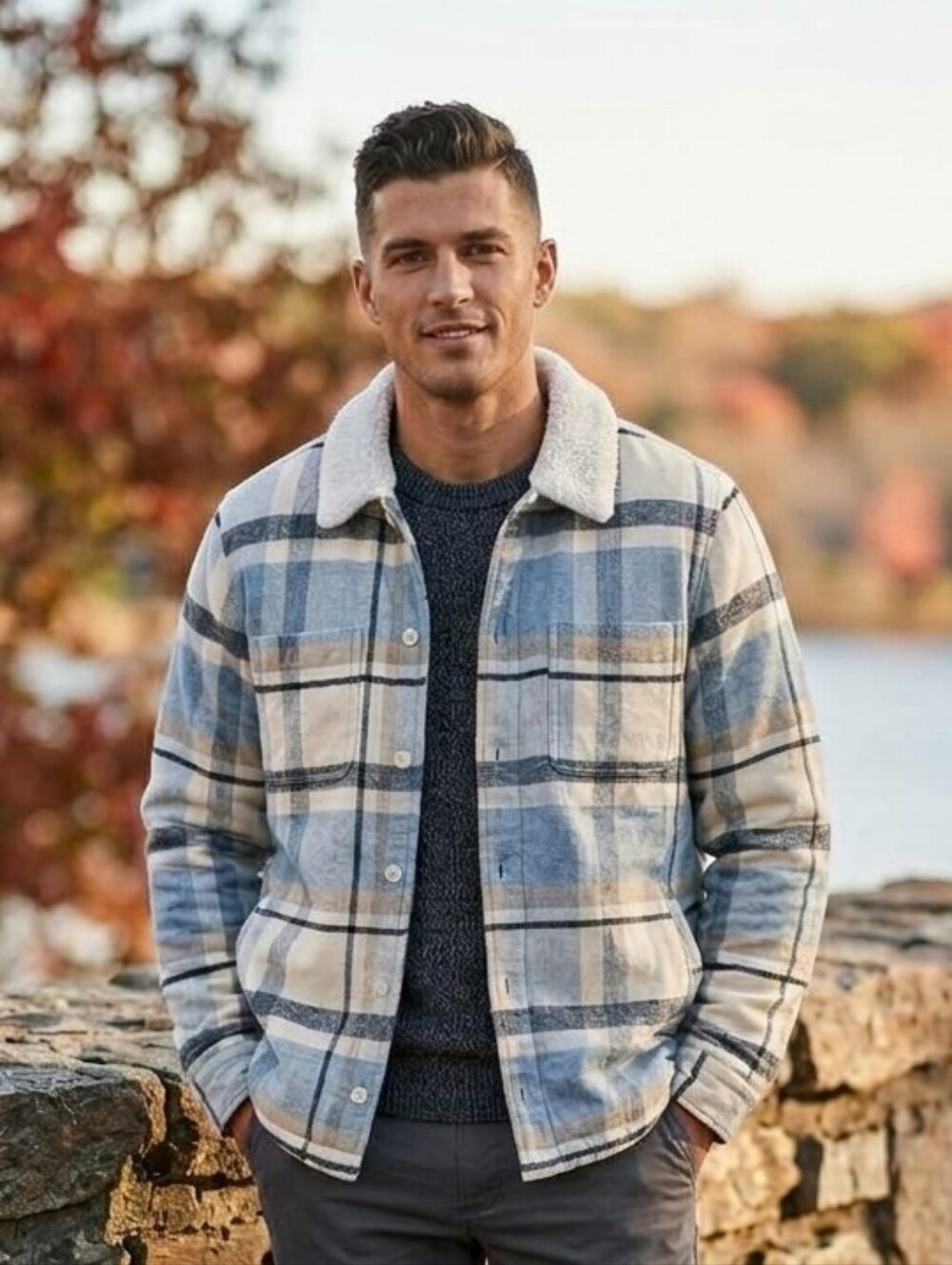 the Hollister Cozy Brushed Sherpa-Lined Shacket-SM #061